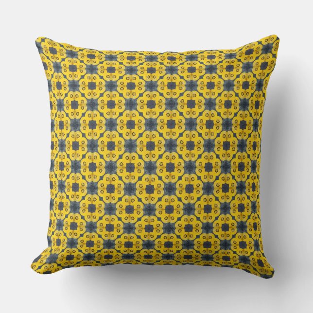 Scattered Yellow Flower Faded Black  Cushion (Front)