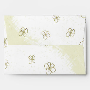 scattering gold blossoms white wedding envelope