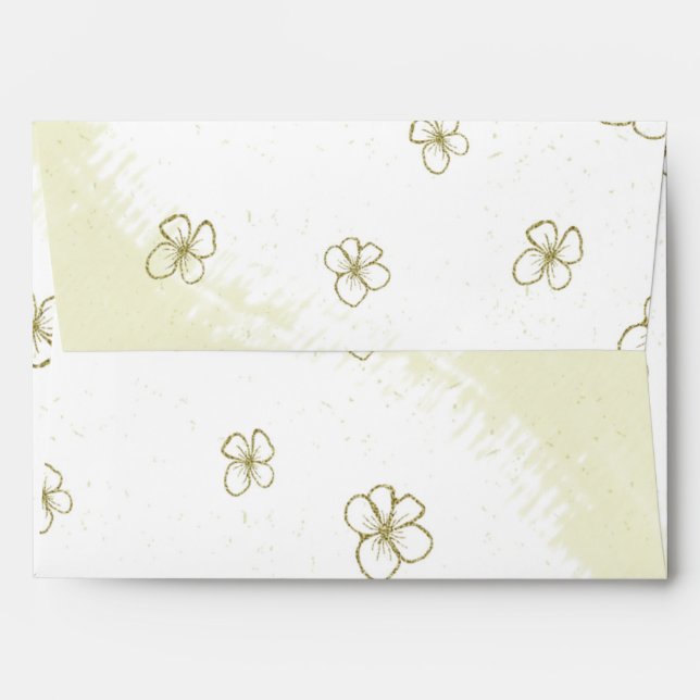 scattering gold blossoms white wedding envelope (Back (Top Flap))