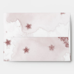 scattering pink dusty rose flowers envelope