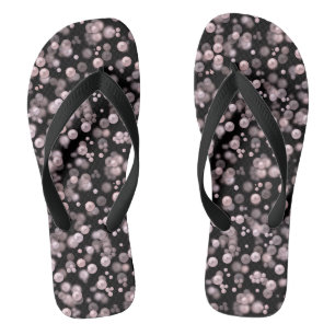 Scatterings of pink and white pearls on black velv jandals