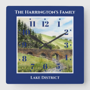 Scawgill Bridge over River Aiken Lake District UK Square Wall Clock