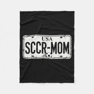 Sccr Mum Cute Funny Proud Soccer Supporter Mama Fleece Blanket