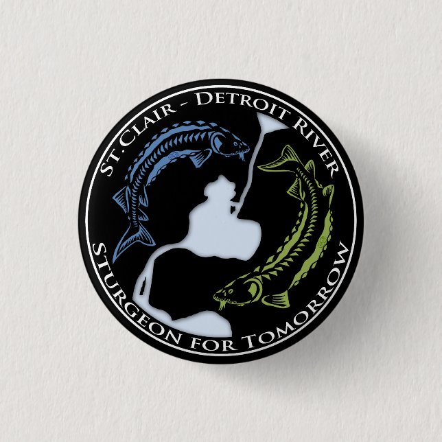 SCDR-Sturgeon for Tomorrow Button-Black 3 Cm Round Badge (Front)