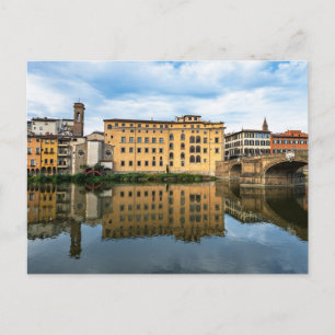Scene at the Banks of the Arno River, in Florence, Holiday Postcard