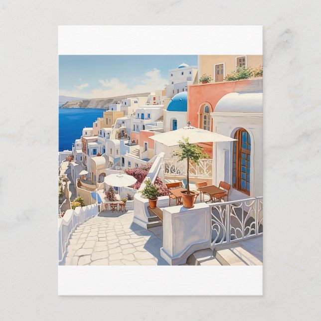 Scene from Santorini Greece Postcard (Front)