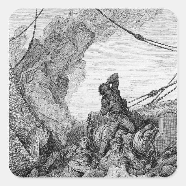 Scene from 'The Rime of the Ancient Mariner' 3 Square Sticker (Front)