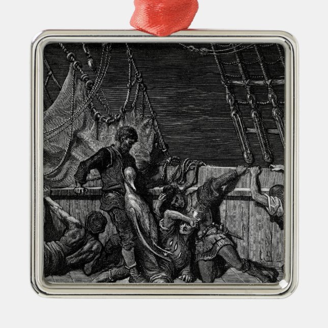 Scene from 'The Rime of the Ancient Mariner' Metal Tree Decoration (Front)