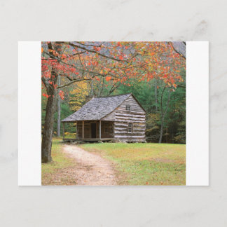 Scene Historic Log Cabin In Smoky Postcard