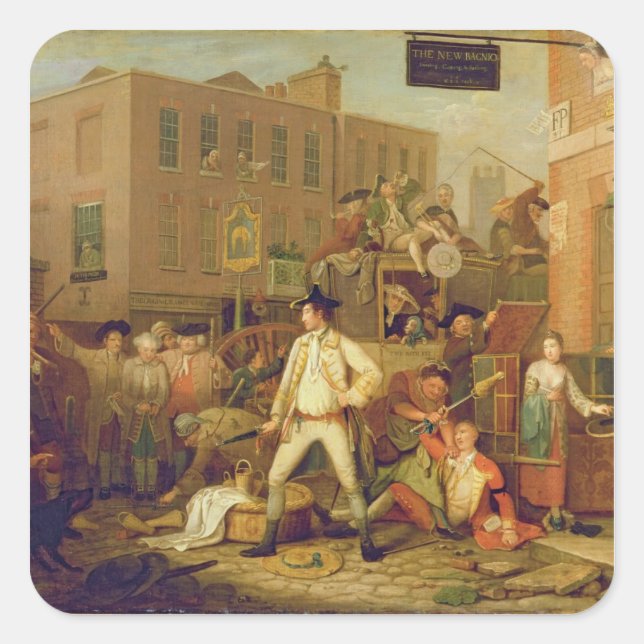 Scene in a London Street, 1770 (oil on canvas) Square Sticker (Front)