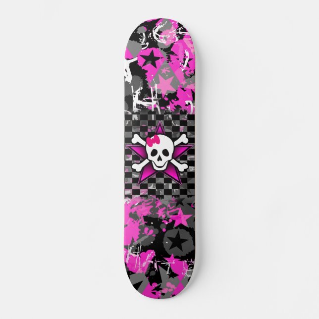 Scene Kid Girly Skull Skateboard Deck (Front)