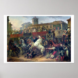 Scene of an unmounted horse race in Rome Poster