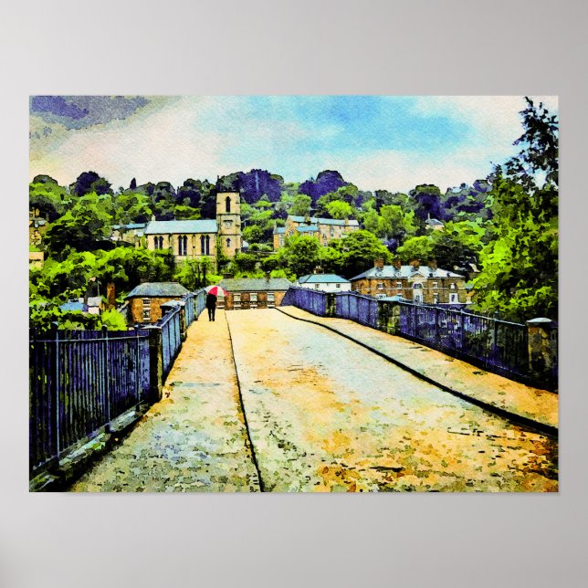 Scene of Ironbridge in Shropshire, England Poster (Front)
