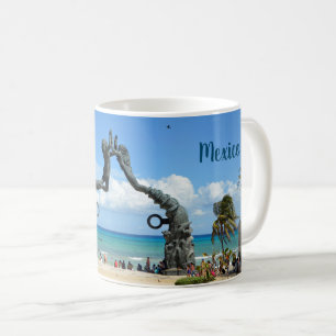 Scene of Playa del Carmen Statue Yucatan Mexico Coffee Mug