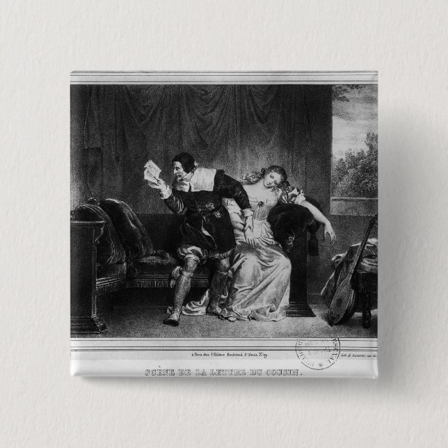 Scene of the cousin's letter 15 cm square badge (Front)