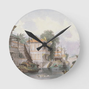Scene on the Horan Canal near Canton, c.1850 (colo Round Clock