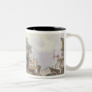 Scene on the Horan Canal near Canton, c.1850 (colo Two-Tone Coffee Mug