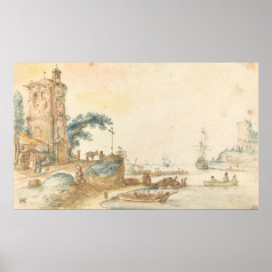 Scene w/ Tower - Hendrick Avercamp Fine Art Poster