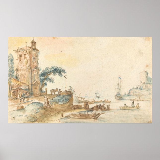 Scene w/ Tower - Hendrick Avercamp Fine Art Poster (Front)