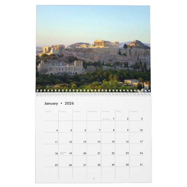 Sceneries of Greece Calendar (Jan 2026)