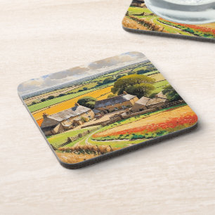 Scenery Country Farm Rural Landscape Illustrated Coaster
