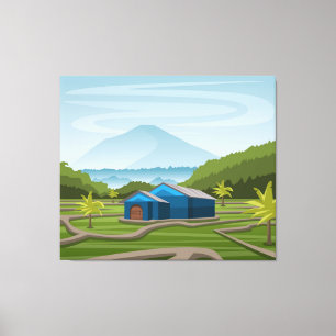 Scenery of rice fields canvas print