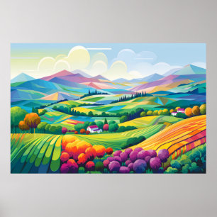Scenery Panoramic Prairie Landscape Nature Poster