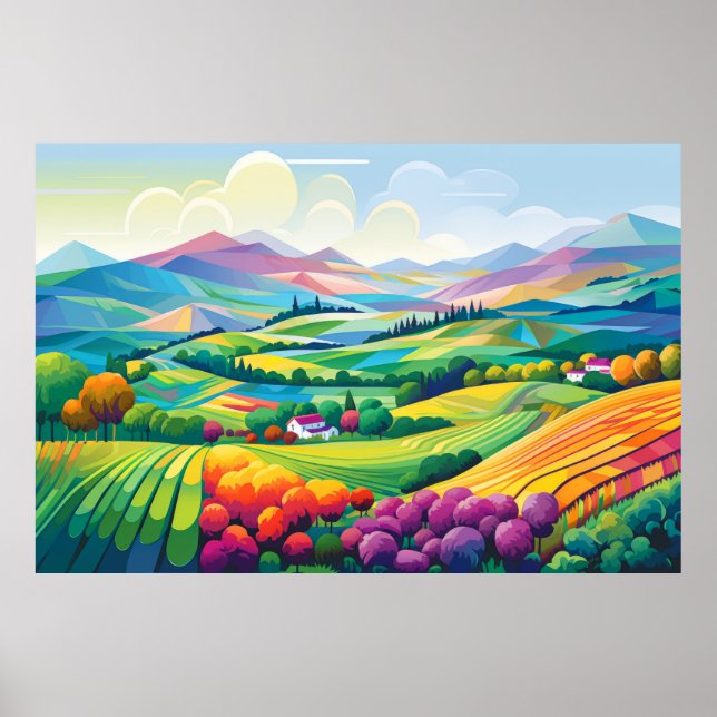 Scenery Panoramic Prairie Landscape Nature Poster (Front)