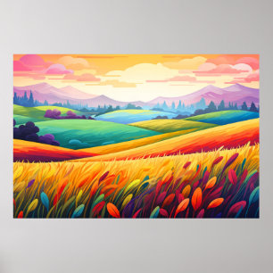 Scenery Panoramic Prairie Landscape Nature Poster