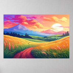 Scenery Panoramic Prairie Landscape Nature Poster