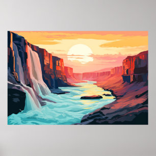 Scenery Panoramic Waterfall Landscape Nature Poster