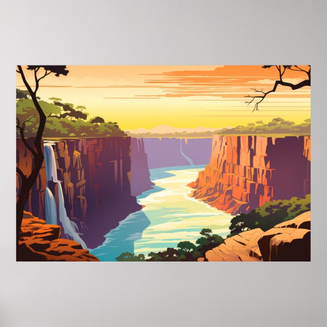 Scenery Panoramic Waterfall Landscape Nature Poster (Front)