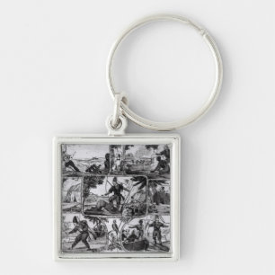 Scenes from 'Robinson Crusoe' by Daniel Defoe Key Ring