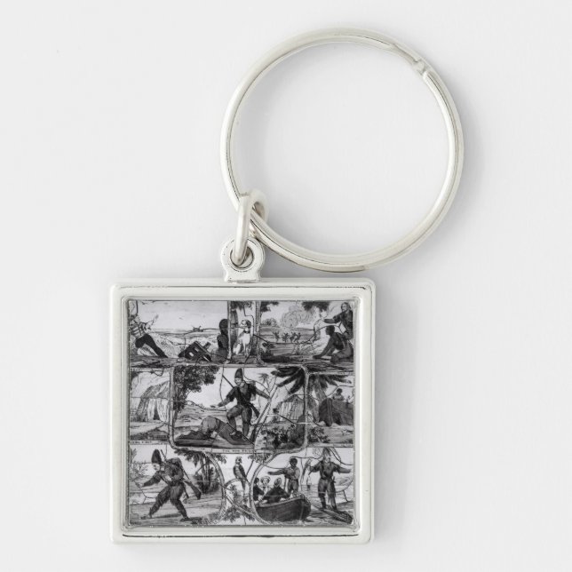 Scenes from 'Robinson Crusoe' by Daniel Defoe Key Ring (Front)