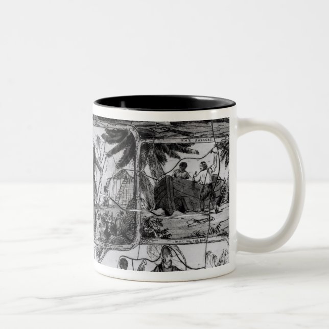 Scenes from 'Robinson Crusoe' by Daniel Defoe Two-Tone Coffee Mug (Right)