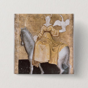 Scenes of courtly hawking 15 cm square badge