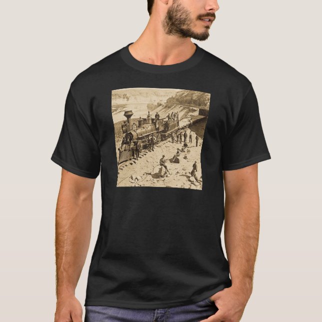 Scenes on the Union Pacific Railroad Sepia T-Shirt (Front)
