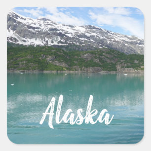 Scenic Alaska Glacier Fjord  Square Sticker