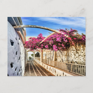 Scenic Alleyway in Santorini, Greece Announcement Postcard