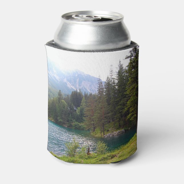 Scenic Alpine Forrest and Lake Can Cooler (Can Back)