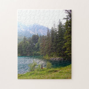 Scenic Alpine Forrest and Lake Jigsaw Puzzle