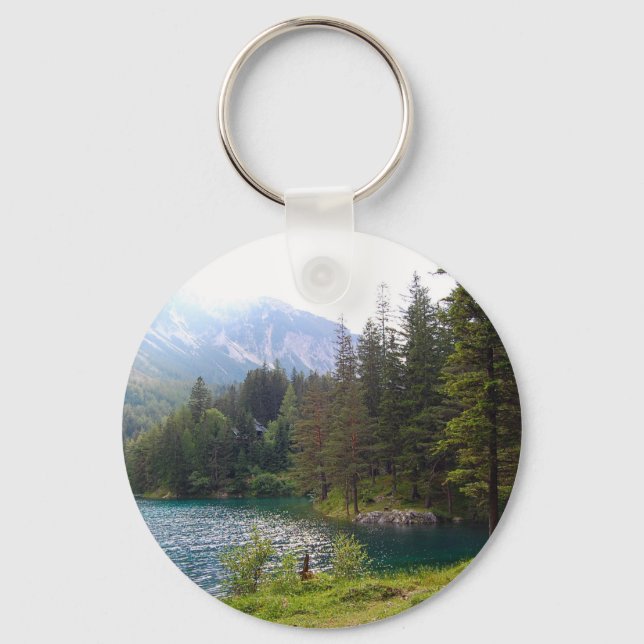 Scenic Alpine Forrest and Lake Key Ring (Front)