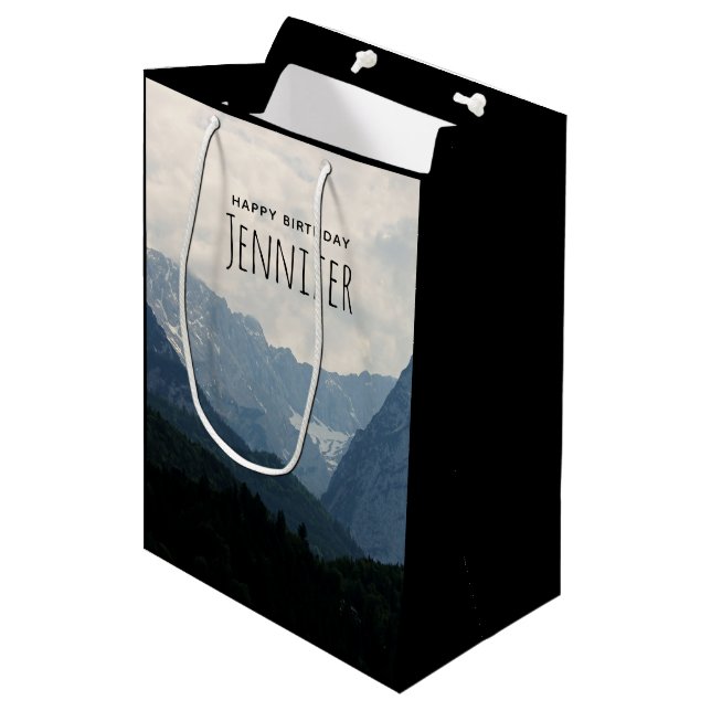 Scenic Alpine Mountains Nature Photo Birthday Medium Gift Bag (Front Angled)