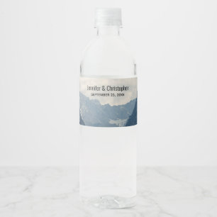 Scenic Alpine Mountains Nature Photo Wedding Water Bottle Label