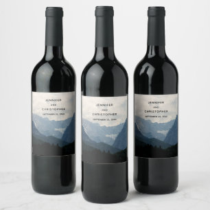 Scenic Alpine Mountains Nature Photo Wedding Wine Label