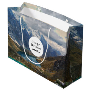 Scenic Alpine Mountains Photo Birthday Large Gift Bag
