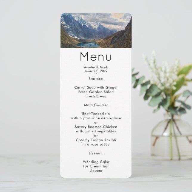 Scenic Alpine Mountains Photo Invitation (Standing Front)
