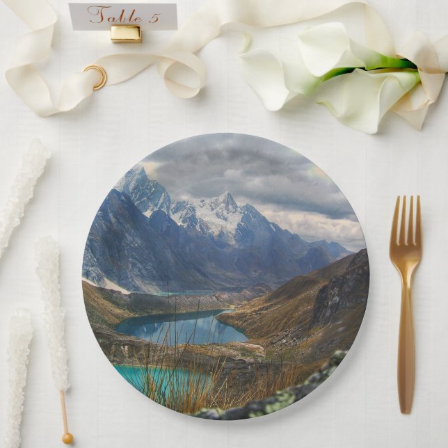 Scenic Alpine Mountains Photo Paper Plate (Wedding)