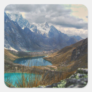 Scenic Alpine Mountains Photo Square Sticker