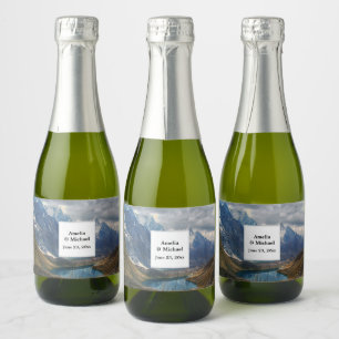 Scenic Alpine Mountains Photo Wedding Sparkling Wine Label